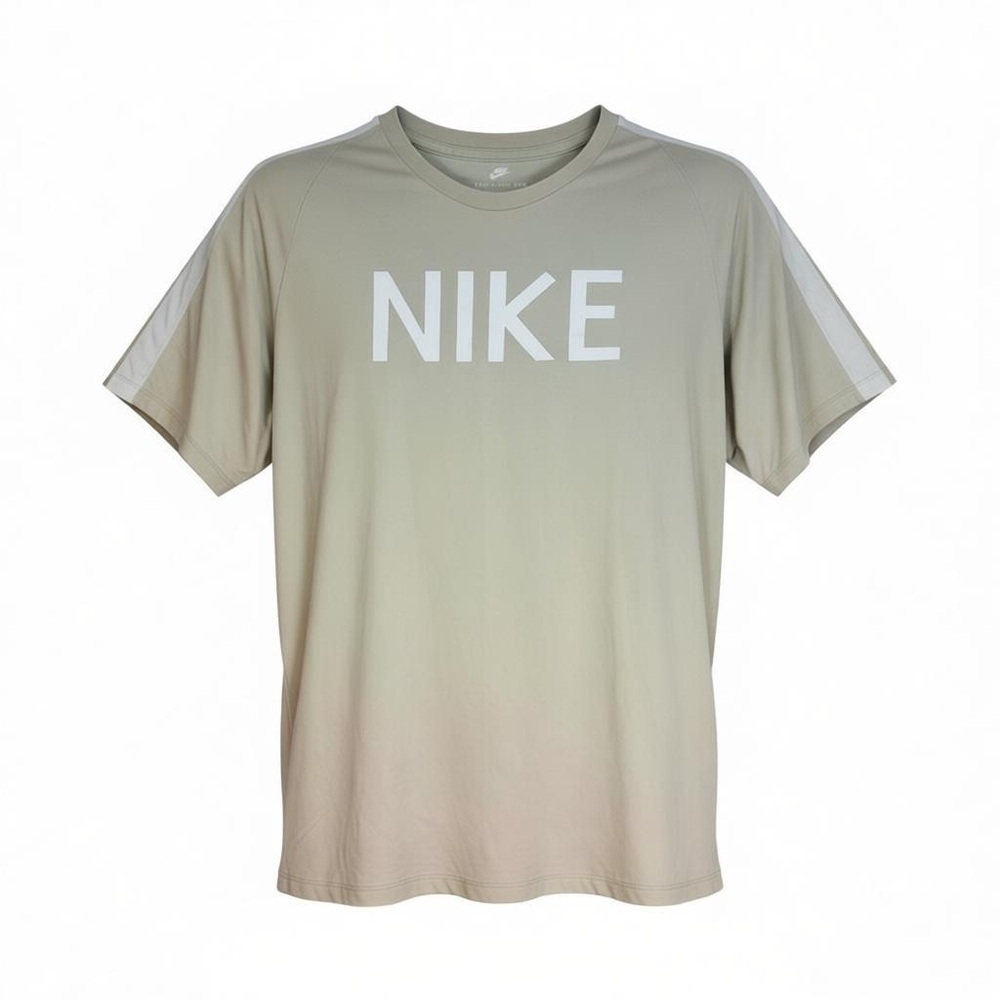 The Nike Tee 100% Cotton Athletic Cut Men's Beige & White T-Shirt, Size L